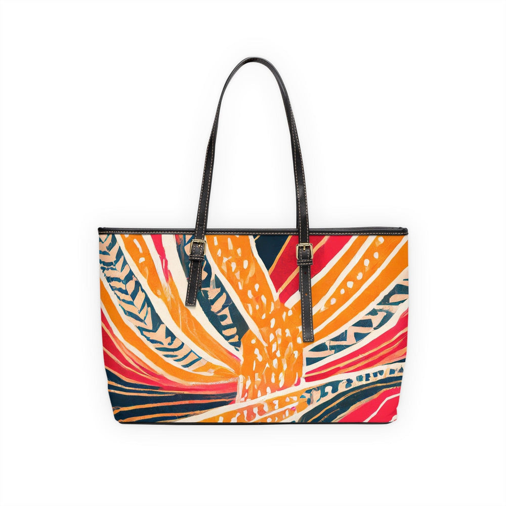 Large Leather Tote Shoulder Bag Boho Multicolor Print - Bags | Leather Tote Bags