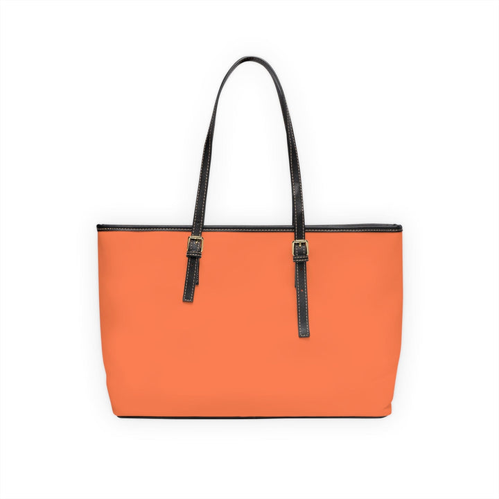 Large Leather Tote Shoulder Bag Coral Orange Red - Bags | Leather Tote Bags