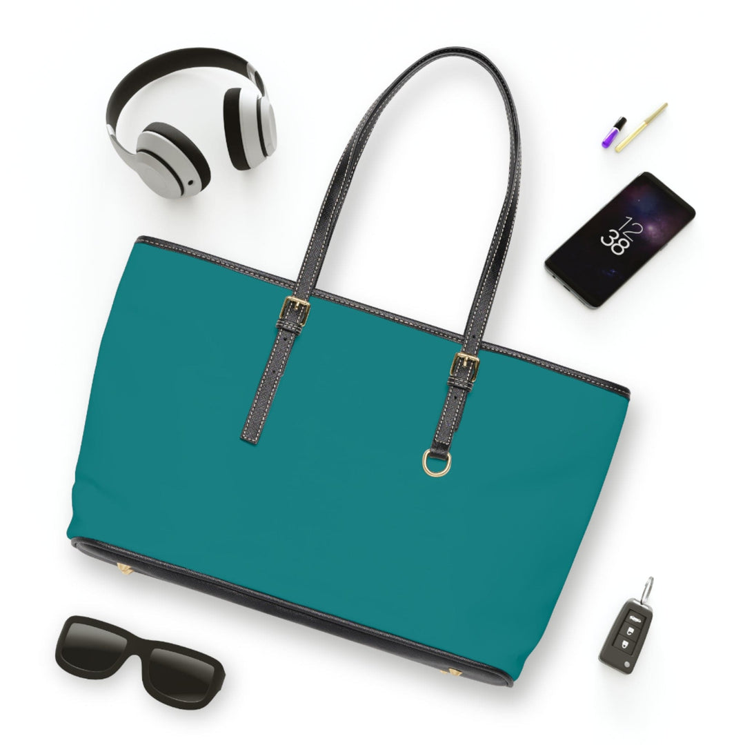 Large Leather Tote Shoulder Bag Dark Teal Green - Bags | Leather Tote Bags