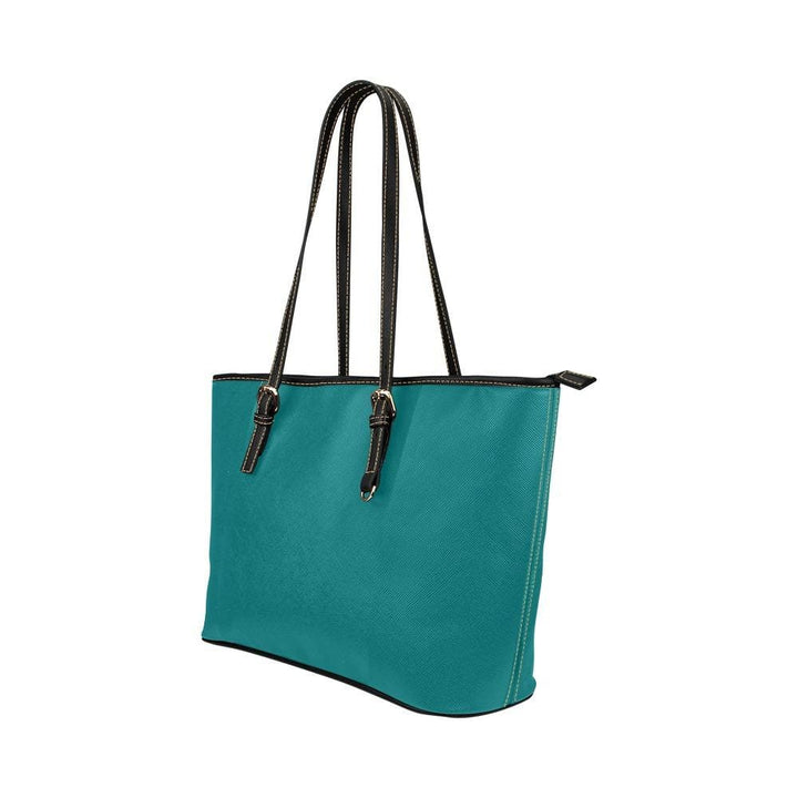 Large Leather Tote Shoulder Bag - Dark Teal Green Handbag - Bags | Leather Tote