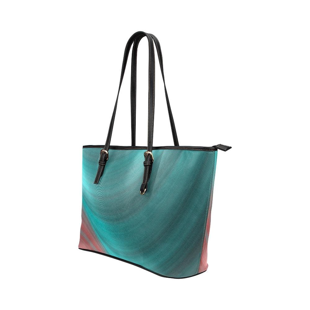 Large Leather Tote Shoulder Bag - Gradient Sea Green Handbag - Bags | Leather