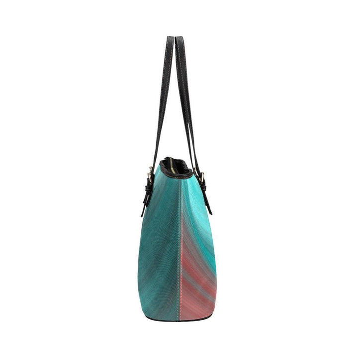 Large Leather Tote Shoulder Bag - Gradient Sea Green Handbag - Bags | Leather