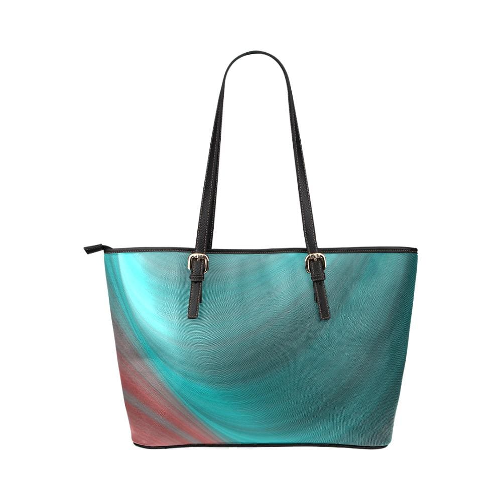 Large Leather Tote Shoulder Bag - Gradient Sea Green Handbag - Bags | Leather