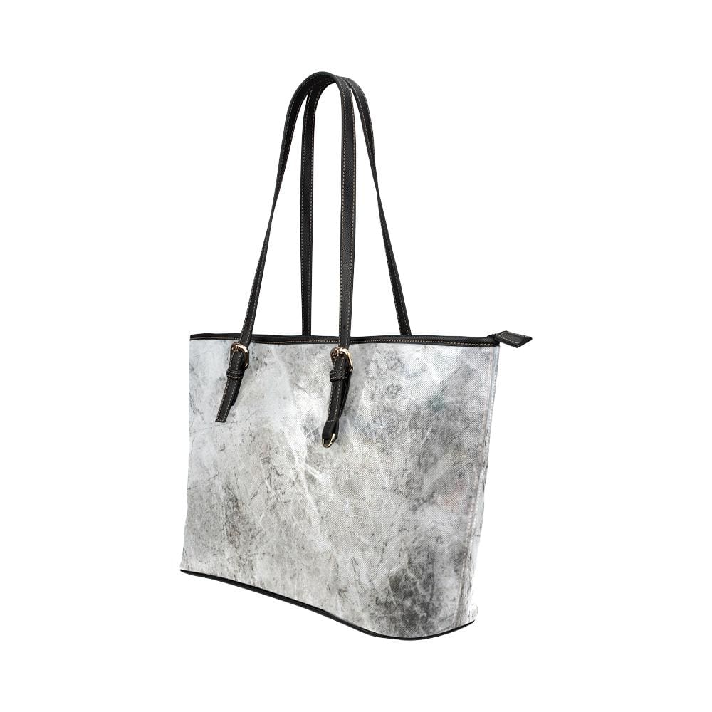 Large Leather Tote Shoulder Bag - Gray and White Marble Handbag - Bags