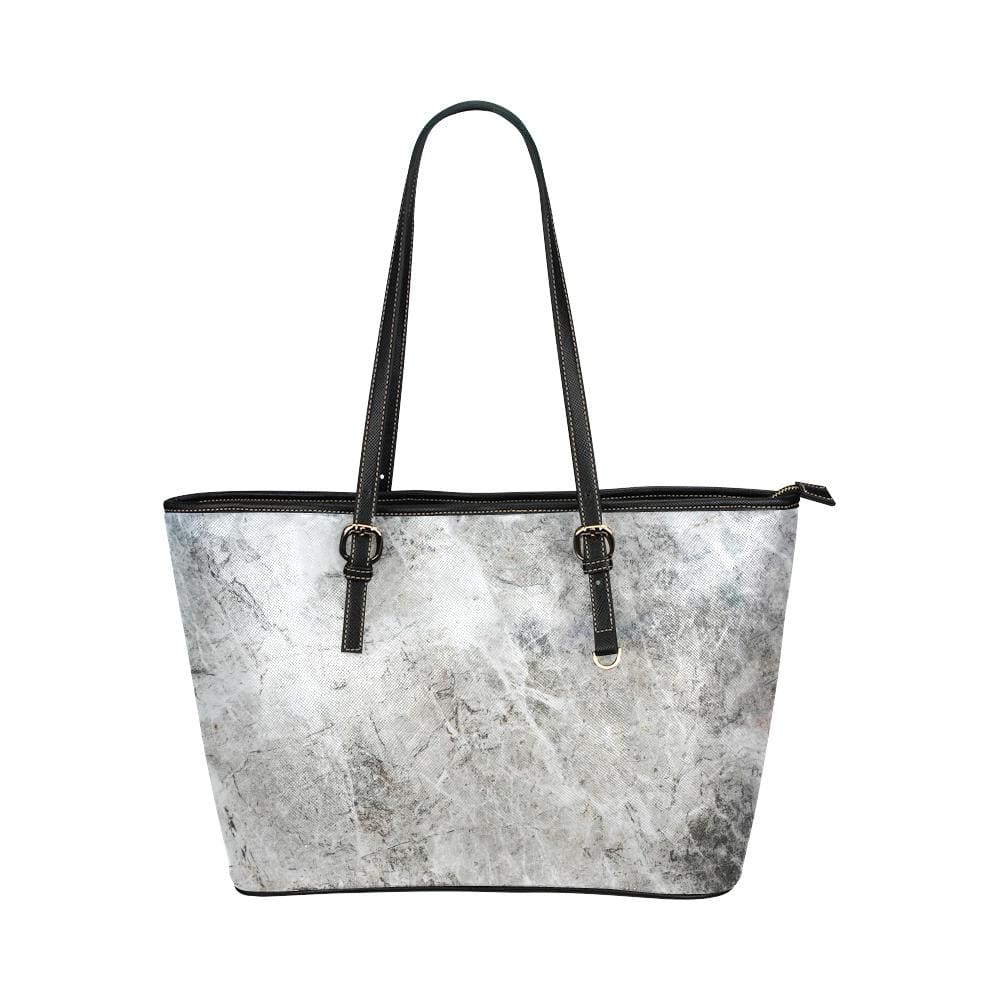 Large Leather Tote Shoulder Bag - Gray and White Marble Handbag - Bags