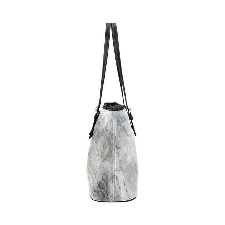 Large Leather Tote Shoulder Bag - Gray and White Marble Handbag - Bags