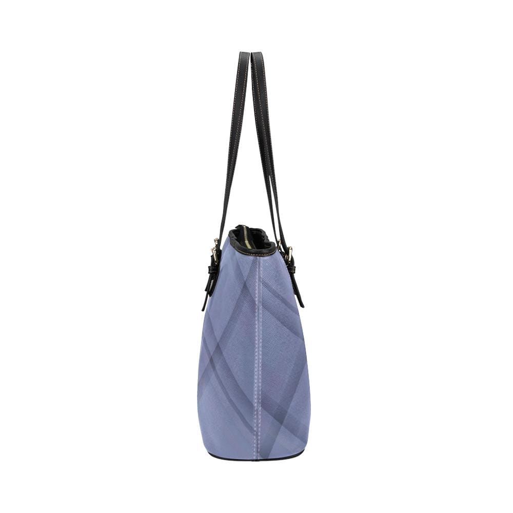 Large Leather Tote Shoulder Bag - Lavender Grid Illustration - Bags | Leather