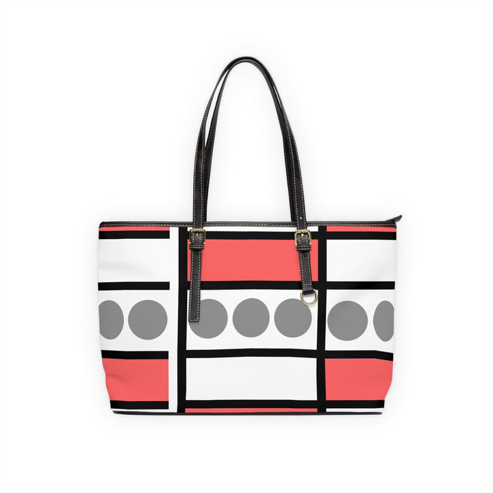 Large Leather Tote Shoulder Bag Pale Red Print - Bags | Leather Tote Bags