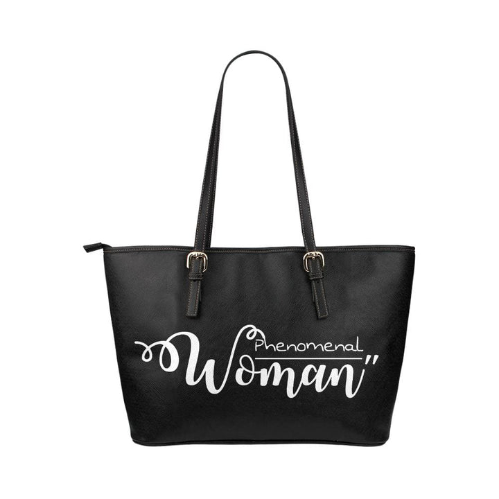 Large Leather Tote Shoulder Bag - Phenomenal Woman Handbag Black/white - Bags