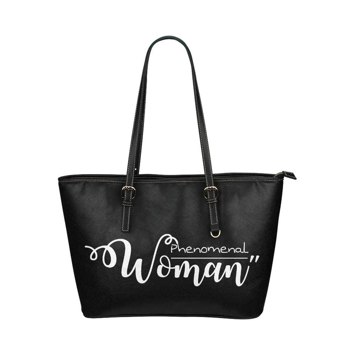 Large Leather Tote Shoulder Bag - Phenomenal Woman Handbag Black/white - Bags