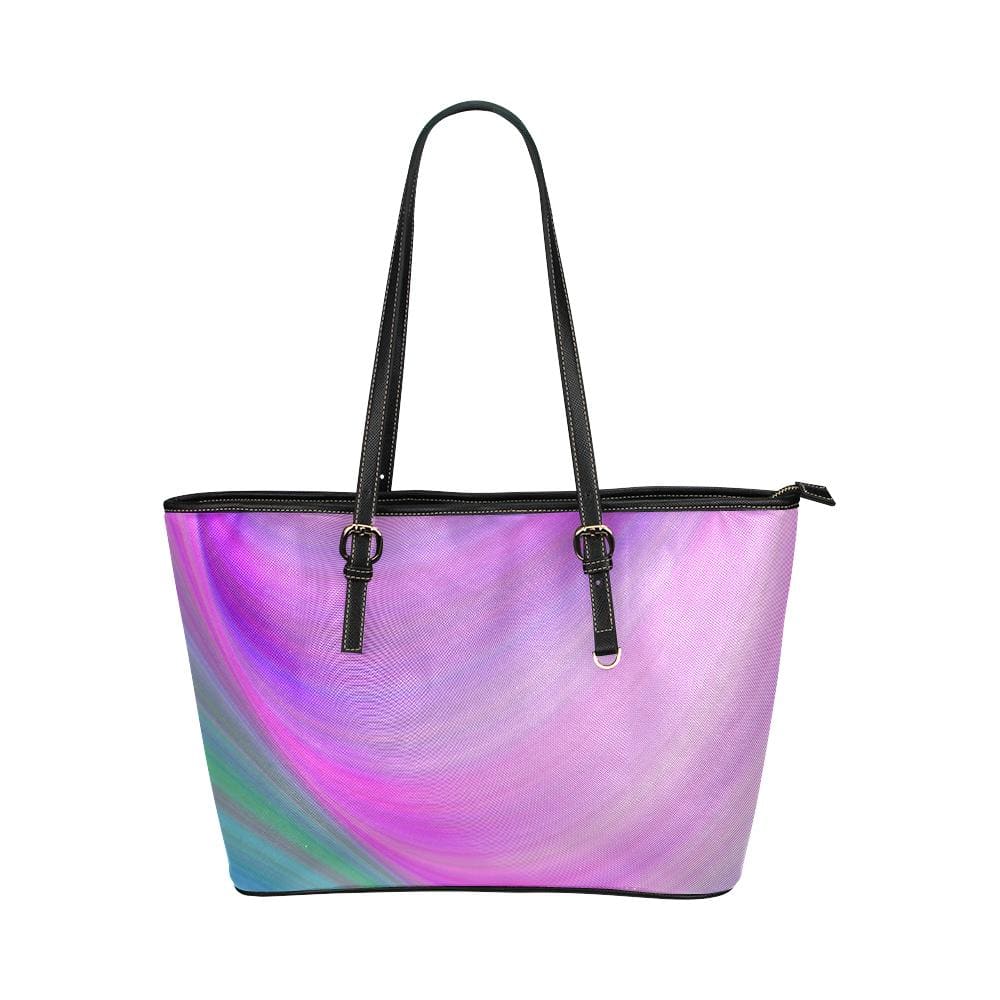 Large Leather Tote Shoulder Bag - Pink and Blue Gradient Handbag B75744 - Bags