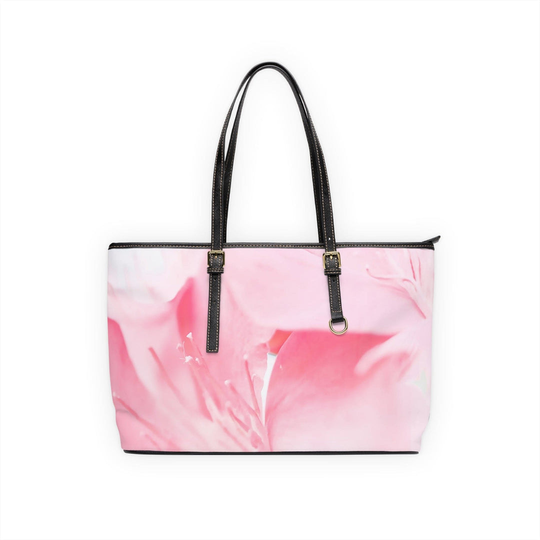 Large Leather Tote Shoulder Bag Pink Flower 121222 - Bags | Leather Tote Bags