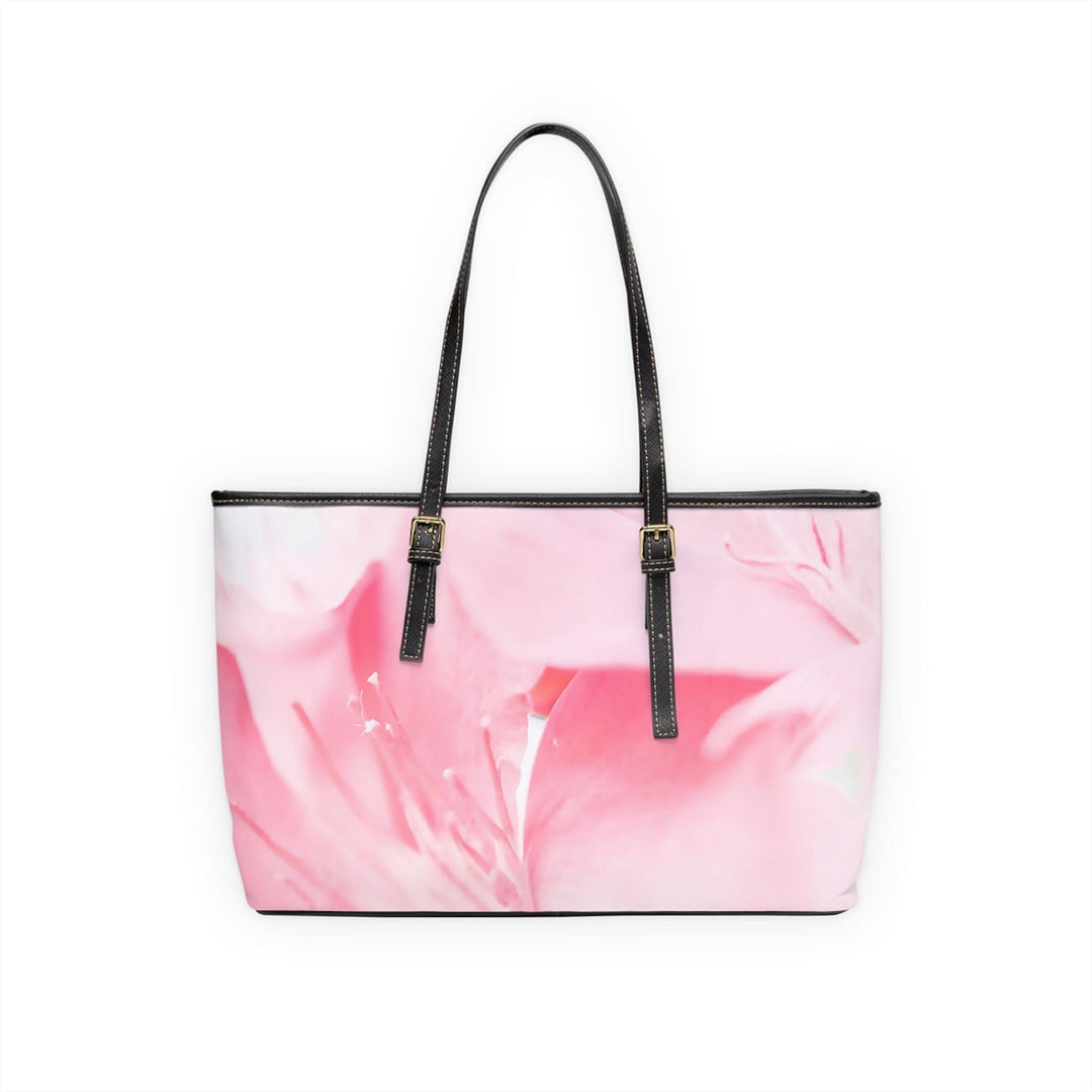 Large Leather Tote Shoulder Bag Pink Flower 121222 - Bags | Leather Tote Bags