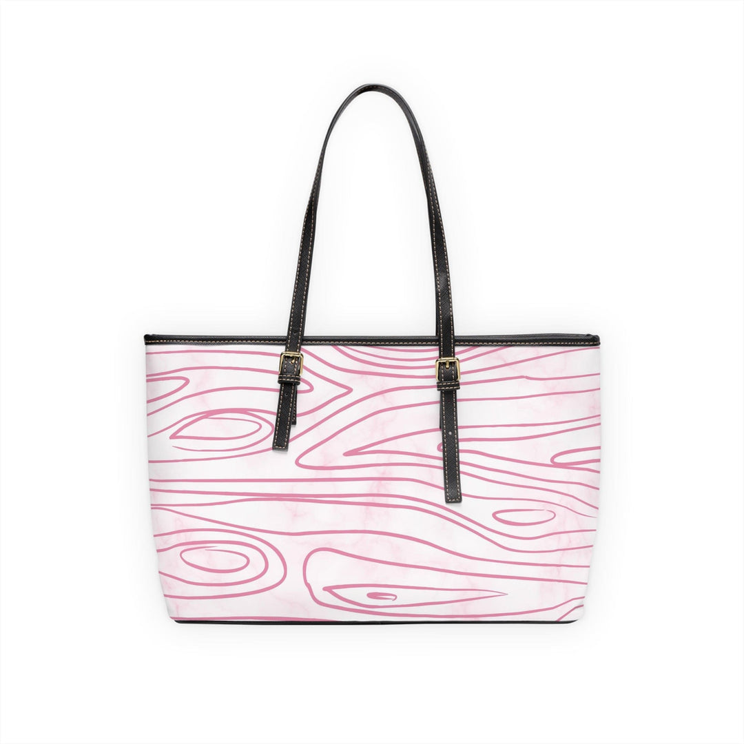 Large Leather Tote Shoulder Bag Pink Line Art Sketch Print - Bags | Leather