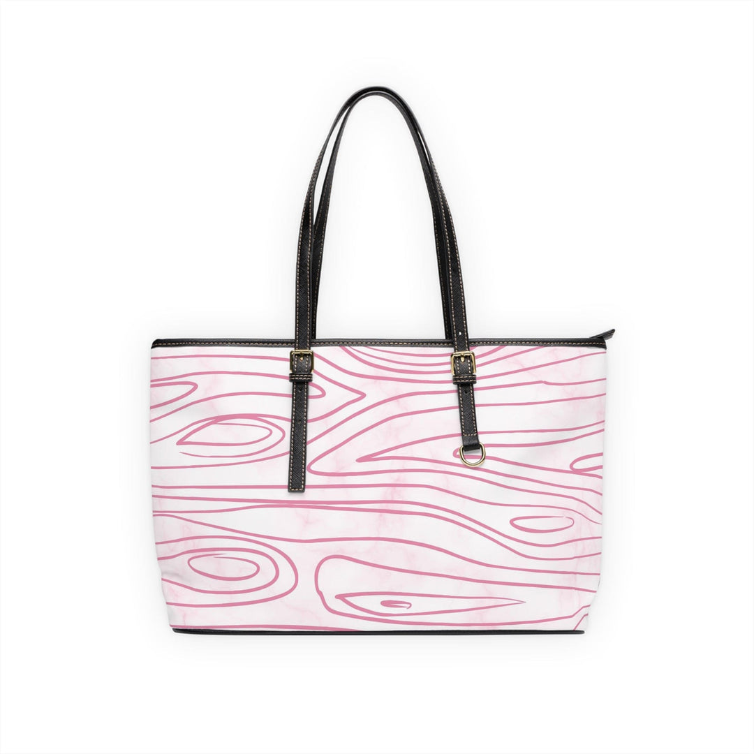 Large Leather Tote Shoulder Bag Pink Line Art Sketch Print - Bags | Leather