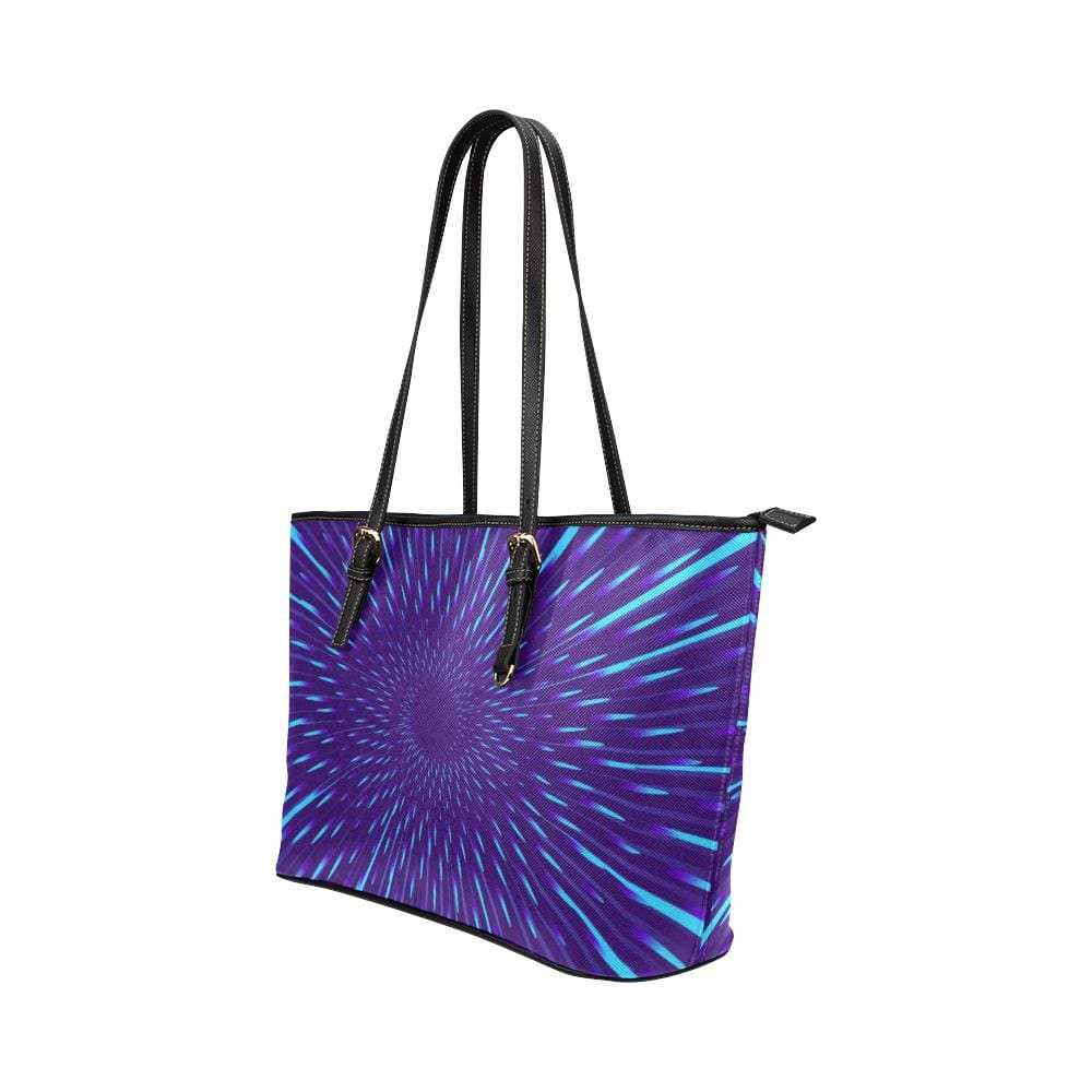 Large Leather Tote Shoulder Bag - Purple Spectrum Pattern B3554473 - Bags