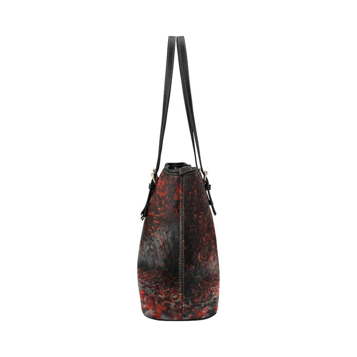 Large Leather Tote Shoulder Bag - Red Autumn Forest Handbag - Bags | Leather