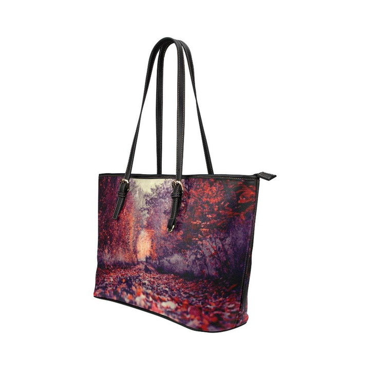 Large Leather Tote Shoulder Bag - Red Radiant Forest Handbag - Bags | Leather