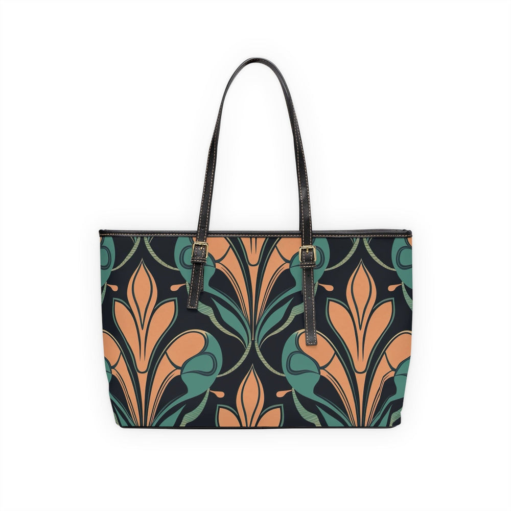 Large Leather Tote Shoulder Bag Retro Vintage Print - Bags | Leather Tote Bags