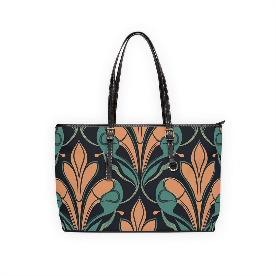 Large Leather Tote Shoulder Bag Retro Vintage Print - Bags | Leather Tote Bags