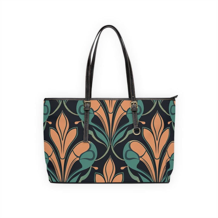 Large Leather Tote Shoulder Bag Retro Vintage Print - Bags | Leather Tote Bags