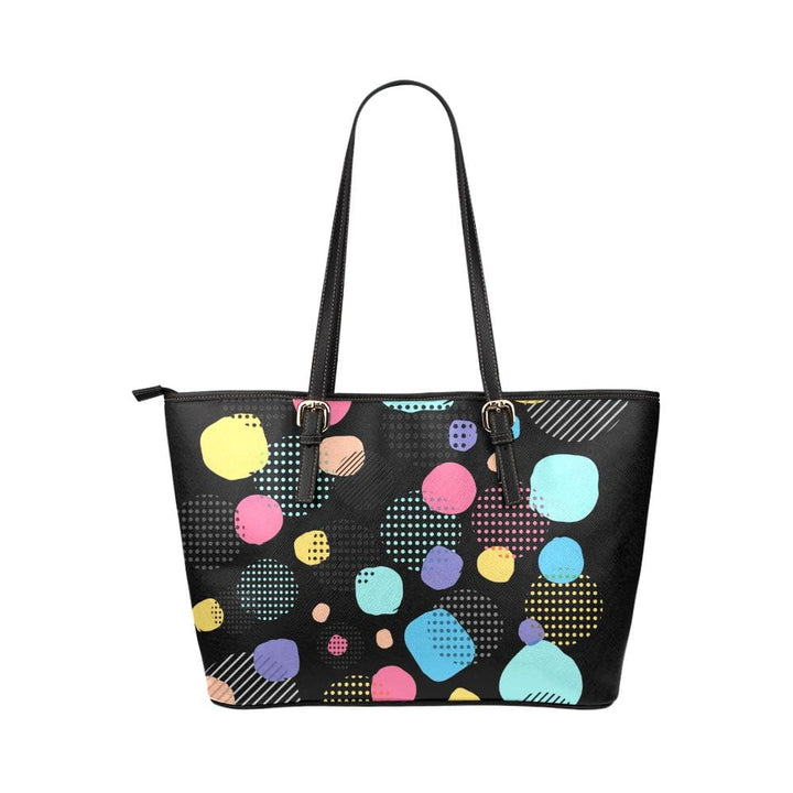 Large Leather Tote Shoulder Bag - Spotty Black Pattern Illustration - Bags