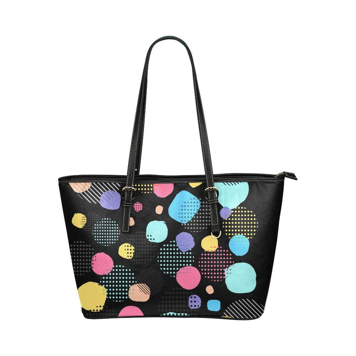 Large Leather Tote Shoulder Bag - Spotty Black Pattern Illustration - Bags