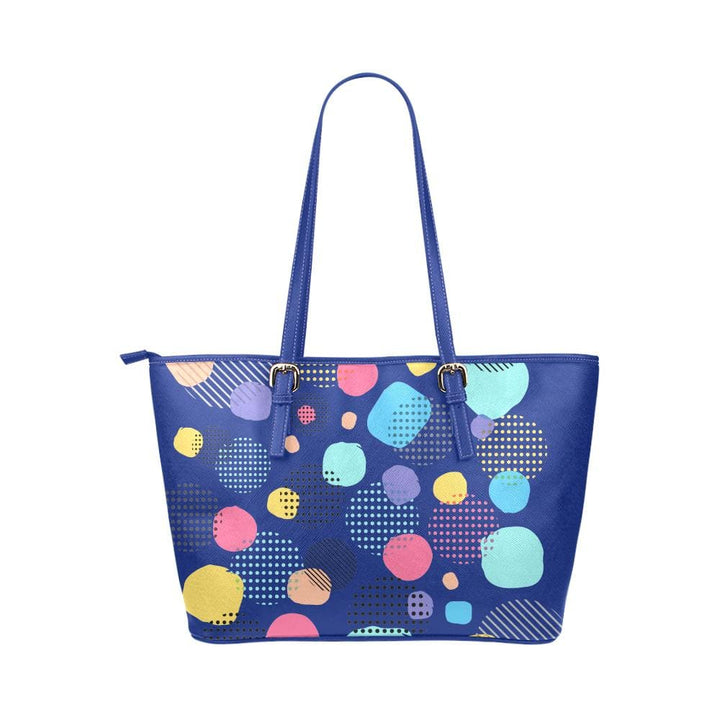 Large Leather Tote Shoulder Bag - Spotty Blue Stylish - Bags | Leather Tote Bags