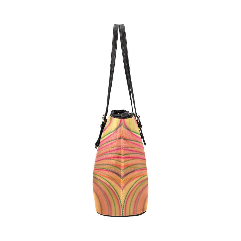 Large Leather Tote Shoulder Bag - Vibrant Butterfly Pattern Illustration - Bags