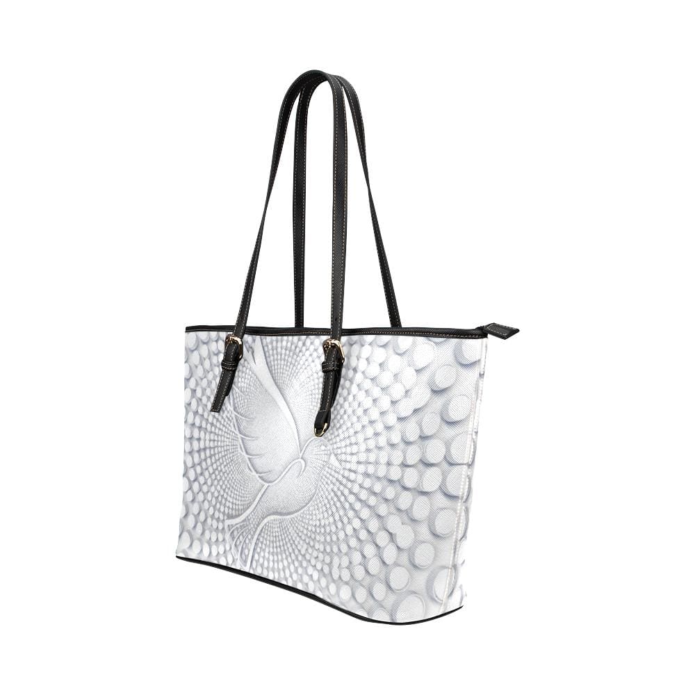 Large Leather Tote Shoulder Bag White Dove Illustration - Bags | Leather Tote