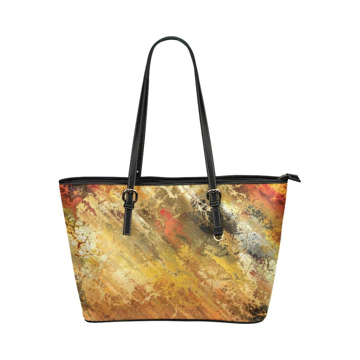 Large Leather Tote Shoulder Bag - with Abstract Rustic Marble Design - Bags