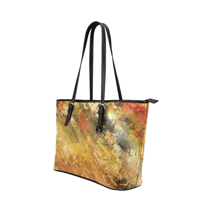 Large Leather Tote Shoulder Bag - with Abstract Rustic Marble Design - Bags