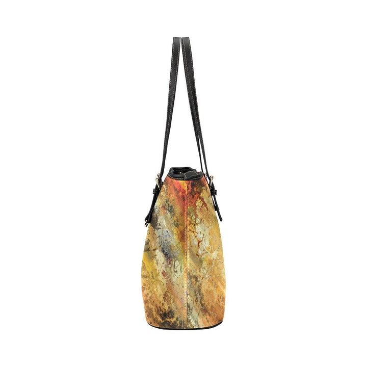 Large Leather Tote Shoulder Bag - with Abstract Rustic Marble Design - Bags