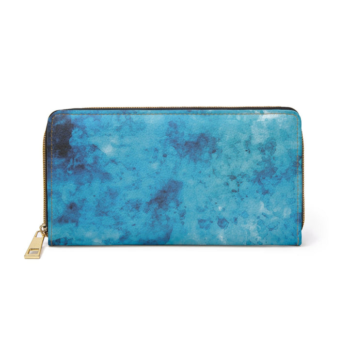 Light and Dark Blue Marble Illustration Womens Zipper Wallet Clutch Purse