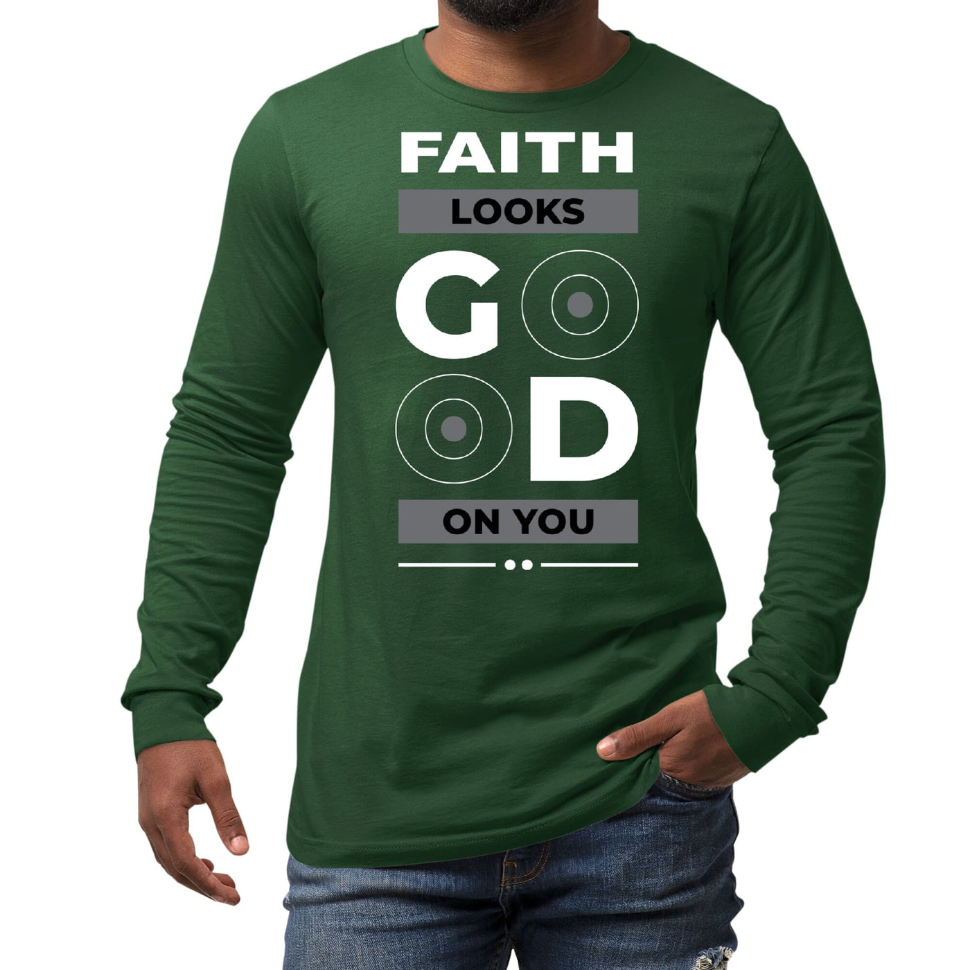 Long Sleeve Graphic T-Shirt Faith Looks Good On You - Unisex | T-Shirts | Long