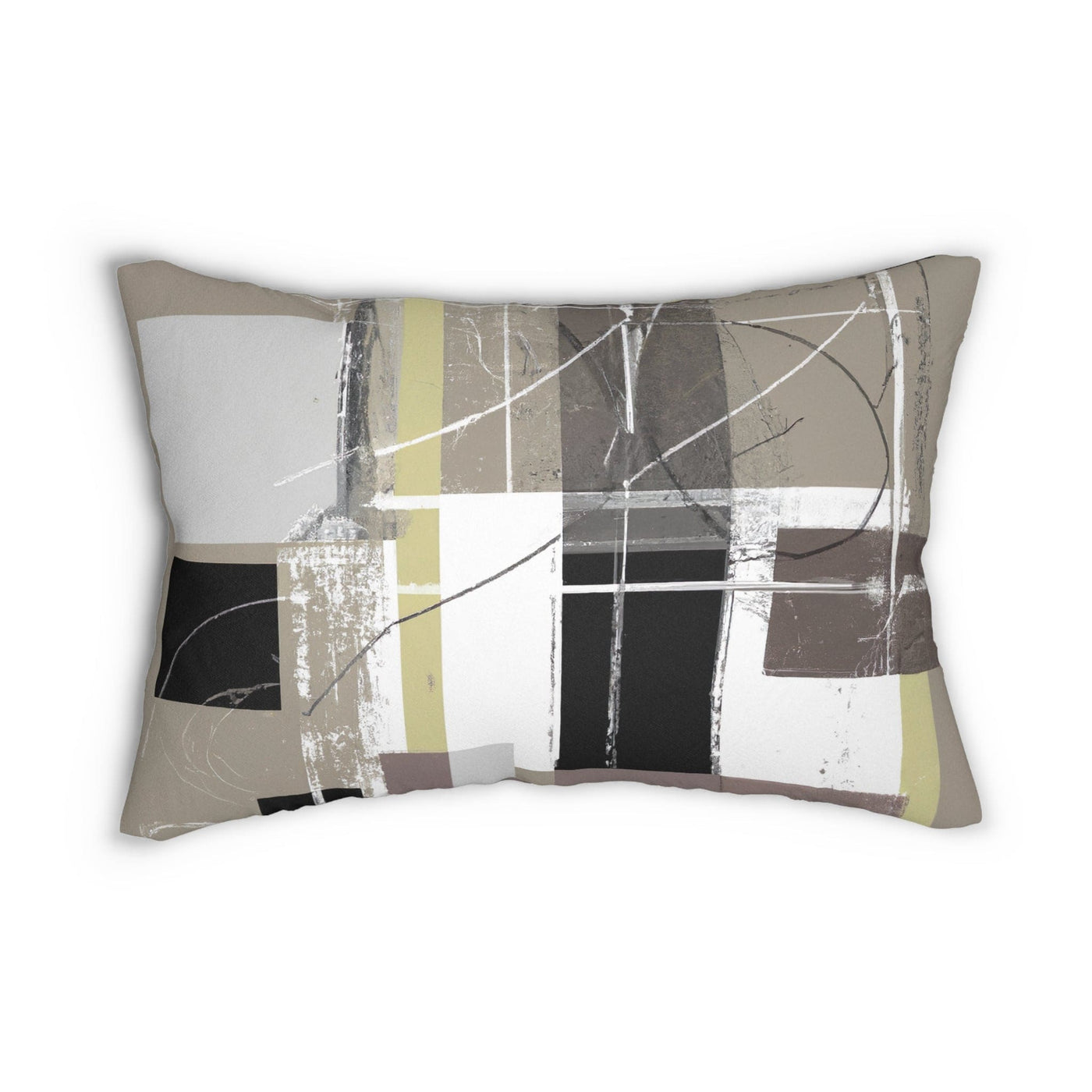 Lumbar Pillow Abstract Brown Geometric Shapes - Home Decor