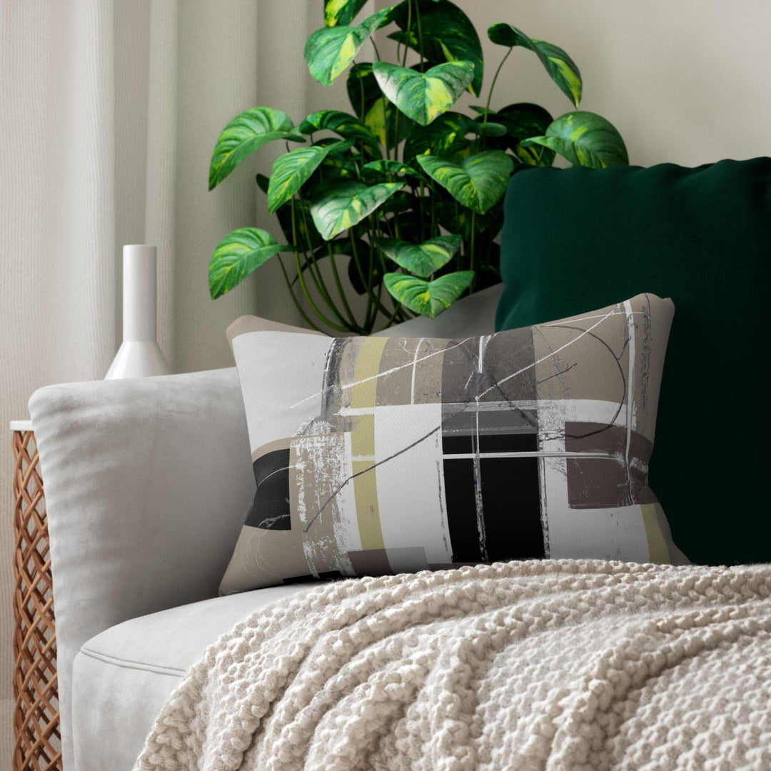 Decorative Lumbar Throw Pillow - Abstract Brown Geometric Shapes