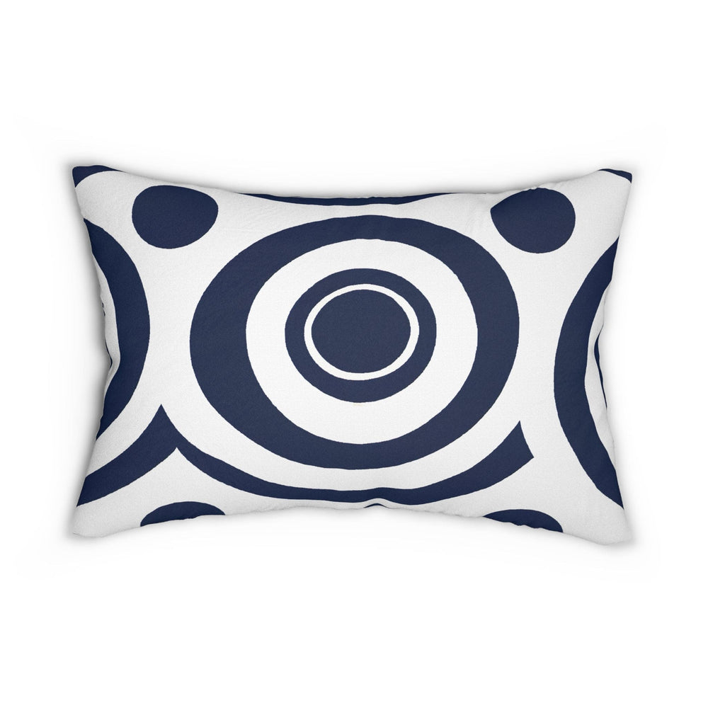 Decorative Lumbar Throw Pillow - Navy Blue and White Circular Pattern