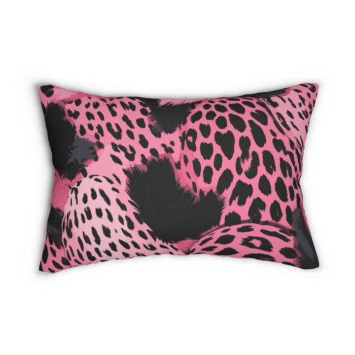 Decorative Lumbar Throw Pillow - Pink and Black Leopard Spots