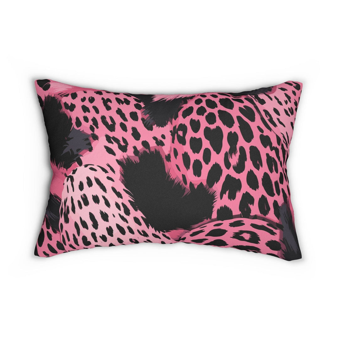 Decorative Lumbar Throw Pillow - Pink and Black Leopard Spots