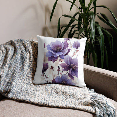 Lumbar Throw Pillow Purple Botanical Blooms