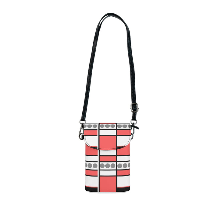 Mauve Grey White Geometric Pattern Crossbody Cell Phone Wallet Purse