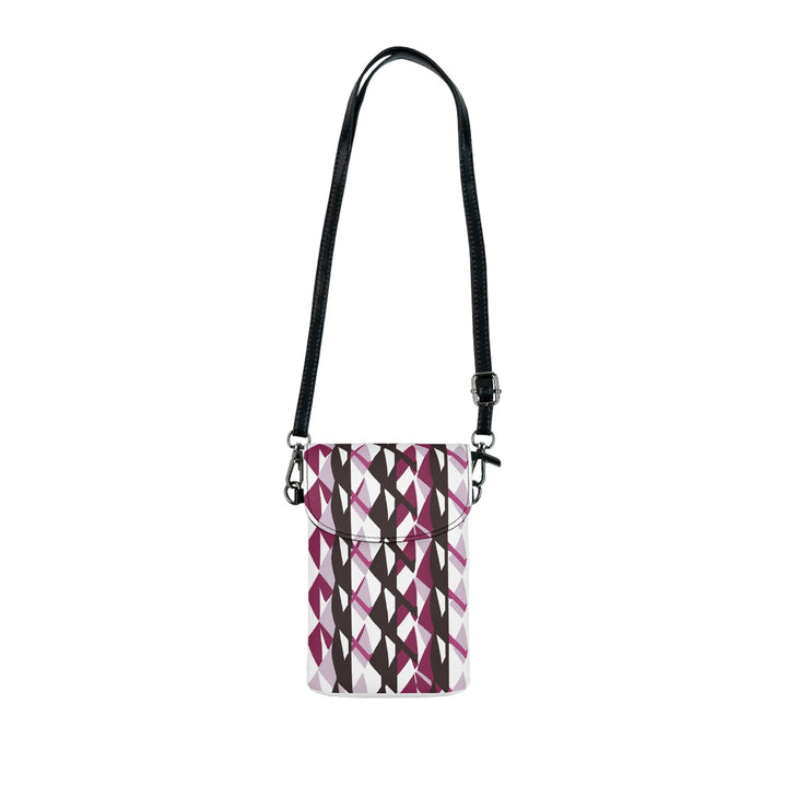 Mauve Pink and Maroon Geometric Pattern Crossbody Cell Phone Wallet Purse