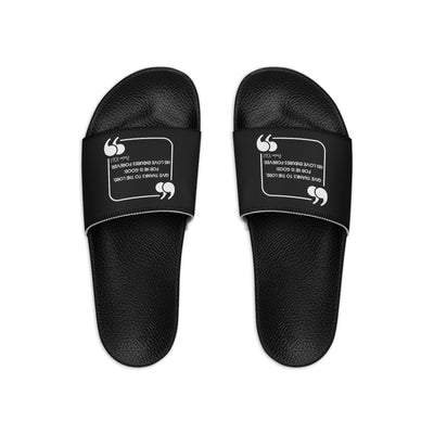 Mens Black Slide Sandals Give Thanks To The Lord Christian Inspiration - Mens