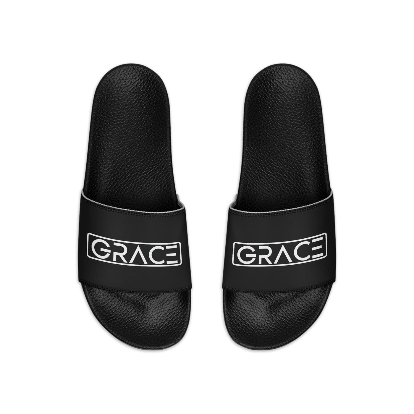 Mens Black Slide Sandals Grace Christian Inspiration Word Art - Mens | Slides