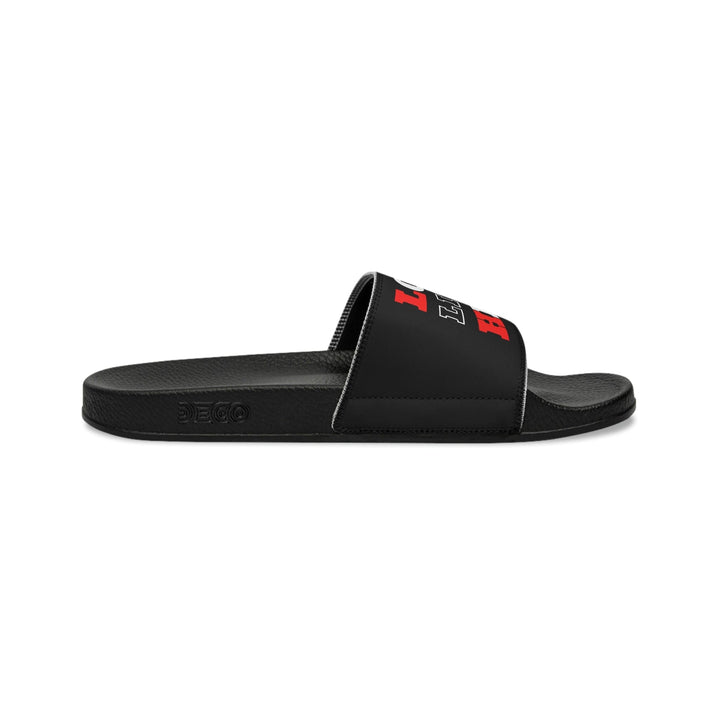 Mens Black Slide Sandals Love Lives Here Christian Inspiration - Mens | Slides