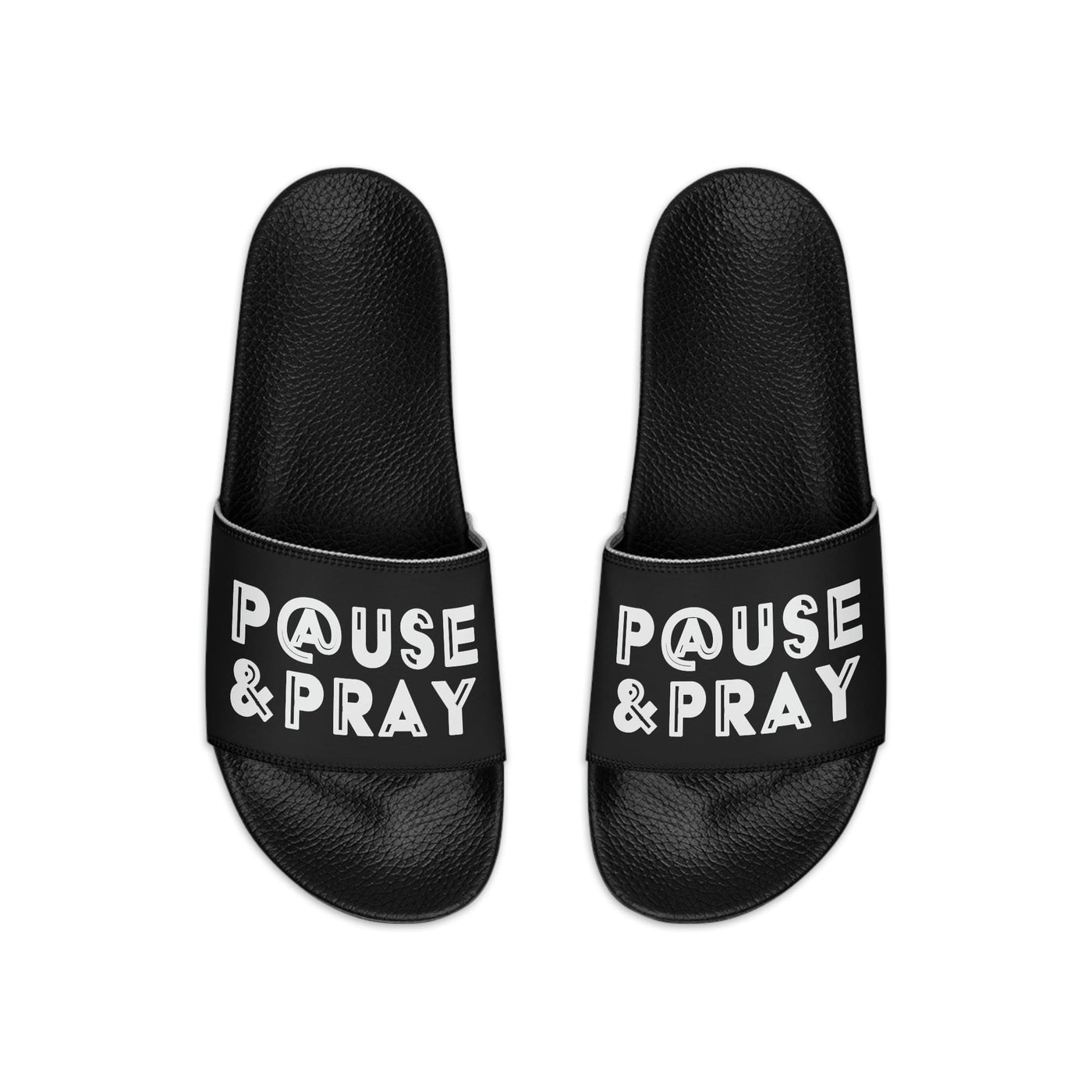 Mens Black Slide Sandals Pause And Pray Christian Inspiration - Mens | Slides