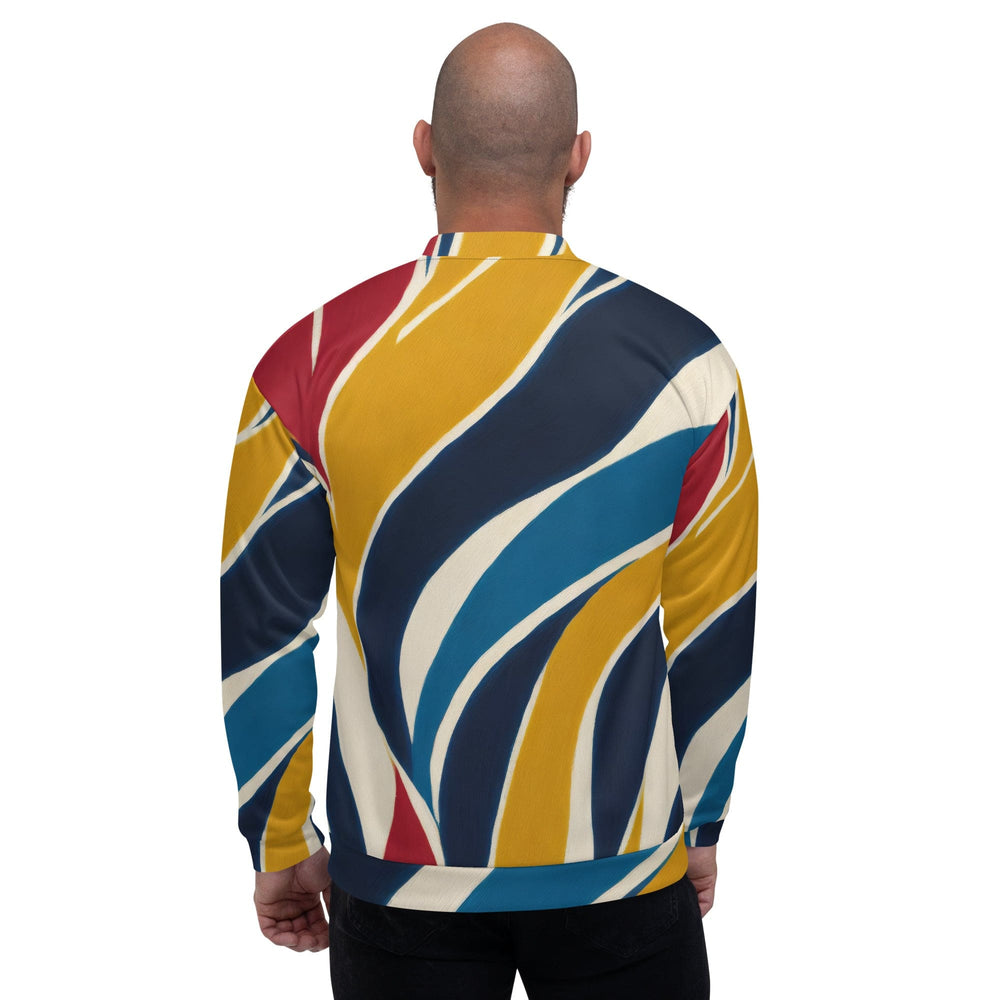 Mens Bomber Jacket Abstract Multicolor Swirl Line Pattern 78386