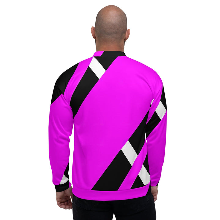 Mens Bomber Jacket Black And Pink Pattern 4