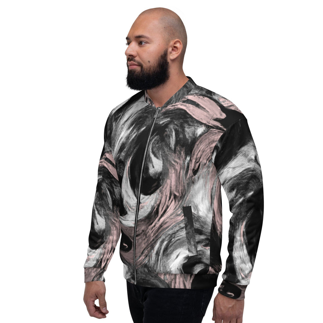 Mens Bomber Jacket Black Pink White Abstract Pattern 2 - Mens | Jackets